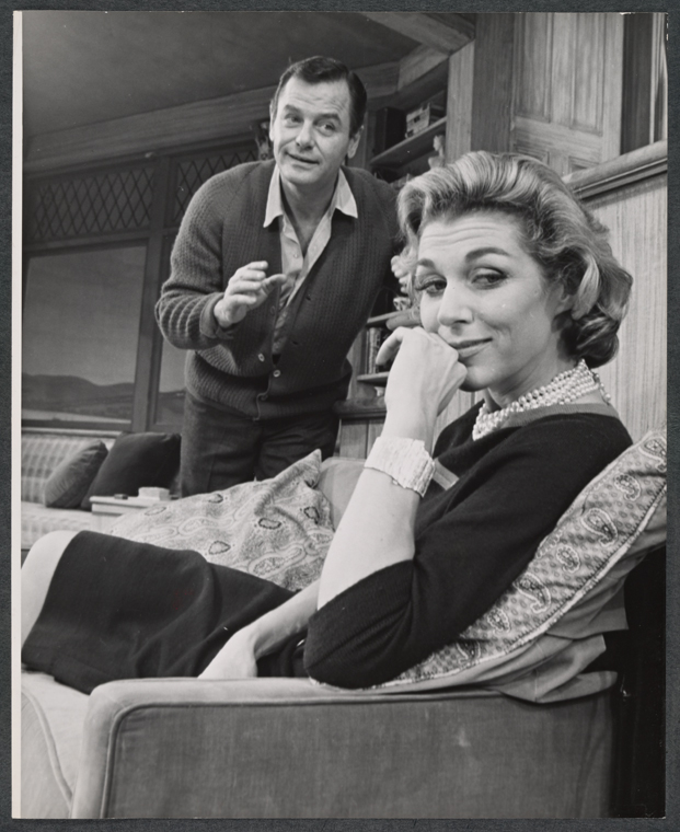 Gig Young and Nan Martin in the stage production Under the Yum-Yum Tree ...