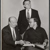 Bert Lahr, Alan Schneider [seated] and Tom Ewell [standing] in rehearsal for the stage production Waiting for Godot [Coconut Grove Playhouse, Miami, FL, 1956]