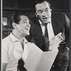Dan Levin and Bob Cummings in rehearsal for the stage production The Wayward Stork