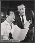 Dan Levin and Bob Cummings in rehearsal for the stage production The Wayward Stork