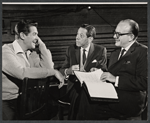 Bob Cummings and unidentified others in rehearsal for the stage production The Wayward Stork