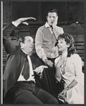 Dan Levin, Bob Cummings and Lois Nettleton in rehearsal for the stage production The Wayward Stork