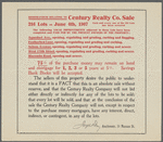 Absolute Sale without reserve by order of the Century Realty Co. 216 lots Aqueduct Ave. Featherbed Lane just north of Washington Bridge