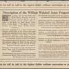 Trustees Sale of 1669 Lots to be sold by order of The Farmers Loan & Trust Co. as Trustees under Trust created by William Waldorf Astor at Absolute and Peremptory Auction Sale