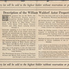 Trustees Sale of 1669 Lots to be sold by order of The Farmers Loan & Trust Co. as Trustees under Trust created by William Waldorf Astor at Absolute and Peremptory Auction Sale