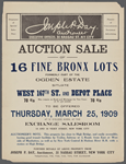 Auction Sale of 16 Fine Bronx Lots formerly part of the Ogden Estate situate West 167th St and Depot Place