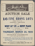 Auction Sale of 16 Fine Bronx Lots formerly part of the Ogden Estate situate West 167th St and Depot Place