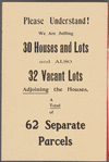 Auction Sale of thirty (30) Two Family Houses, each house to be sold separately[...]Also 32 vacant lots adjoining the houses
