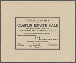 To-Day is the Day of the Claflin Estate Sale. Absolute Public Auction, 471 University Heights Lots.