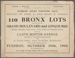 Supreme Court Partition Sale. Estate of John A. and Mary E. Woolf. 110 Bronx Lots on and Near the Grand Boulevard and Concourse [Title only]