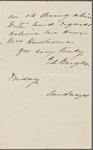 Bright, Mrs Elizabeth, ALS, to SAPH. Friday [n.d.]. 
