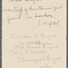 Bright, Mrs Elizabeth, ALS, to SAPH. Friday [n.d.]. 

