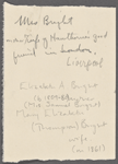 Bright, Mrs Elizabeth, ALS, to SAPH. Friday [n.d.]. 
