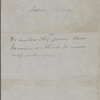 Peabody, [Elizabeth Palmer], mother, ALS to. In second part of ALS from from Una Hawthorne to EPP, her grandmother. [Dec. 1851 - May 1852].