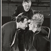 Donald McWhinnie [center] Edward Woodward and Tammy Grimes in rehearsal for the stage production Rattle of a Simple Man