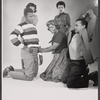 Sidney Poitier, Ruby Dee [partly obscured] Claudia McNeil, Diana Sands and Lonne Elder III in studio portrait from the original 1959 Broadway production of A Raisin in the Sun