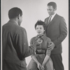 Studio portrait of Lonne Elder III [back to camera] Diana Sands and Ivan Dixon from the original 1959 Broadway production of A Raisin in the Sun