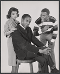 Ruby Dee, Louis Gossett and Sidney Poitier in a studio print for the stage production A Raisin in the Sun