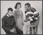 Lonne Elder III, Ruby Dee and Sidney Poitier in studio portrait from the original 1959 Broadway production of A Raisin in the Sun