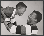 Glynn Turman and Sidney Poitier in studio portrait for the original 1959 Broadway production of A Raisin in the Sun