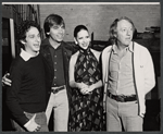Paul Jabara [left], Ellen Greene [second from right], Robert Stigwood [right] and unidentified [second from left] in rehearsal for the stage production Rachael Lily Rosenbloom and Don't You Ever Forget It!