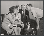 Joyce Redman, Constance Cummings, John Emery and Albert Marre in rehearsal for the stage production Rape of the Belt