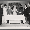Bernard Sauer, Pesach Burstein, Lillian Lux, Gene Barrett, David Carey and unidentified in the stage production The Rebbetzin from Israel