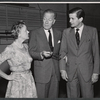 Adrianne Allen, Wilfrid Hyde-White and John Merivale in rehearsal for the stage production The Reluctant Debutante