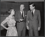 Adrianne Allen, Wilfrid Hyde-White and John Merivale in rehearsal for the stage production The Reluctant Debutante
