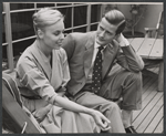 Anna Massey and John Merivale in rehearsal for the stage production The Reluctant Debutante