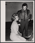 Betsy Palmer and Derek Godfrey in rehearsal for the stage production Roar Like a Dove