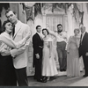 Elizabeth Allen, William Greene, Gerald Sarracini, Sylvia Daneel, Peter Ustinov, Natalie Schafer and Fred Clark in the stage production Romanoff and Juliet