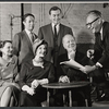 Lyn Austin [seated at left], Cathleen Nesbitt, Cyril Ritchard [seated center], Victor Samrock [standing at left], Gore Vidal [standing center] and Joseph Anthony in rehearsal for the stage production Romulus