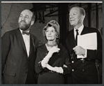 Howard Da Silva, Cathleen Nesbitt and Cyril Ritchard in rehearsal for the stage production Romulus