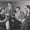 Carmen Mathews, Arthur Penn, Jack Richardson and Alfred Drake in rehearsal for the stage production Lorenzo