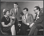 Carmen Mathews, Arthur Penn, Jack Richardson and Alfred Drake in rehearsal for the stage production Lorenzo