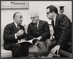 Charles Boyer, S. N. Behrman and Vincent J. Donehue in rehearsal for the stage production Lord Pengo