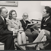 Charles Boyer, Agnes Moorehead, S. N. Behrman and Paul Gregory in rehearsal for the stage production Lord Pengo