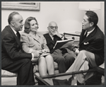 Charles Boyer, Agnes Moorehead, S. N. Behrman and Paul Gregory in rehearsal for the stage production Lord Pengo