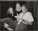 Nancy Devlin, Peggy Maurer and Arthur Kennedy in rehearsal for the stage production The Loud Red Patrick