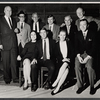 Norman Krasna [back second from left], Charles Lane [back third from left], Joe Ponazecki [back third from right], George Seaton [back second from right], Marcia Rodd [front left], Hal Buckley [front second from left], Kathleen Nolan [front second from right], Morty Gunty [front right] and unidentified others in rehearsal for the stage production Love in E Flat