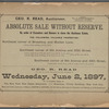 Absolute Sale without Reserve. By Order of Executors and Owners to close the Cushman Esate