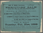 Executors' Sale! By order of Wm. F. Wilson, Esq., and Wm. Stanley Lockwood, Esq., Executors of the Estate of Sophia R. Brown, Deceased