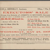 Executor's Sale to Close the Estate of Joseph H Snyder, Deceased, by order of John C. R. Eckerson, Oliver L. Jones and Charles J. Snyder, Executors