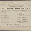 Partition Sale: Estate of Thomas Van Zandt, Frederic R. Coudert, Jr., Referee