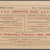 Absolute Sale by order of Peter H. McArdle, Margaret E. Callaghan and Katherine A. McArdle, executors and Trustees of the Estate of Henry McArdle, Deceased