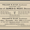 Executors' Sale: Estate of James O. West, Deceased