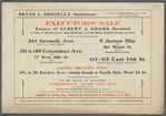 Executor's Sale Estate of Albert J. Adams, Deceased by order of Charles F Bauerdorf and George Karsch, Esqs., Executors