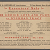 Executor's Sale Estate of Antony Wallach, Dec'd. By order of Emma Wallach and Adolph Wallach, Executors. 58 choice lots and plots on Dyckman Tract.