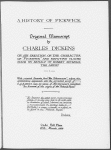 History of Pickwick, A. Holograph